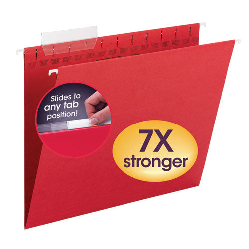 Tuff Hanging Folders With Easy Slide Tab, Letter Size, 1-3-cut Tab, Red, 18-box