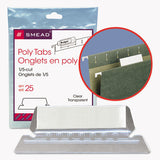 Poly Index Tabs And Inserts For Hanging File Folders, 1-5-cut Tabs, White-clear, 2.25" Wide, 25-pack
