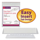 Poly Index Tabs And Inserts For Hanging File Folders, 1-3-cut Tabs, White-clear, 3.5" Wide, 25-pack