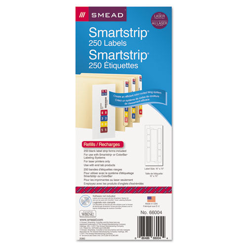 Color-coded Smartstrip Refill Label Forms, Laser Printer, Assorted, 1.5 X 7.5, White, 250-pack