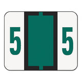 Numerical End Tab File Folder Labels, 5, 1 X 1.25, White, 500-roll