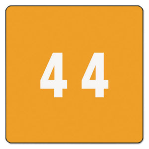 Numerical End Tab File Folder Labels, 4, 1.5 X 1.5, Orange, 250-roll