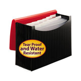 12-pocket Poly Expanding File, 0.88" Expansion, 12 Sections, 1-6-cut Tab, Letter Size, Black-red