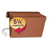 Extra-wide Expanding Wallets W- Elastic Cord, 5.25" Expansion, 1 Section, Legal Size, Redrope