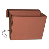 Extra-wide Expanding Wallets W- Elastic Cord, 5.25" Expansion, 1 Section, Legal Size, Redrope