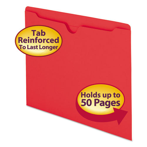 Colored File Jackets With Reinforced Double-ply Tab, Straight Tab, Letter Size, Red, 100-box