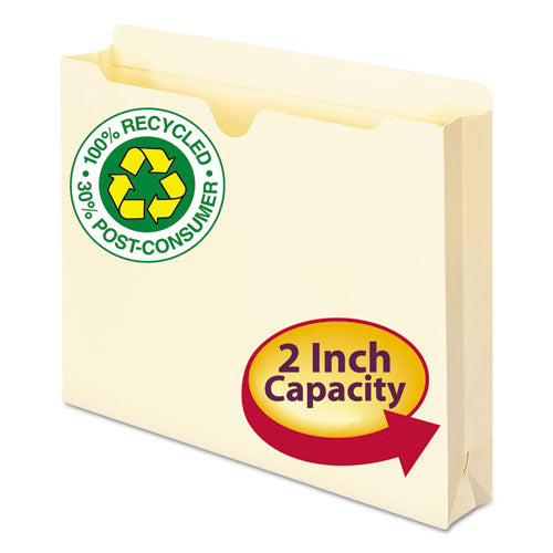 100% Recycled Top Tab File Jackets, Straight Tab, Letter Size, Manila, 50-box