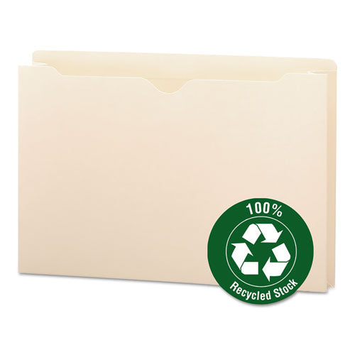 100% Recycled Top Tab File Jackets, Straight Tab, Legal Size, Manila, 50-box