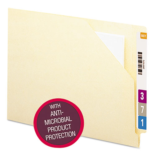End Tab File Jacket With Antimicrobial Product Protection, Shelf-master Reinforced Straight Tab, Letter Size, Manila, 100-box