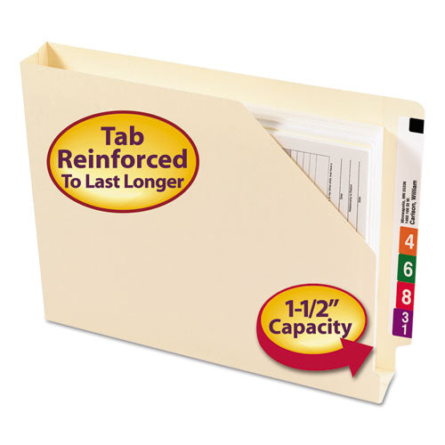 End Tab Jackets With Reinforced Tabs, Straight Tab, Letter Size, 14-pt Manila, 50-box
