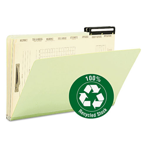 Pressboard Mortgage Folders, 8 Dividers, Legal Size, Green, 10-box