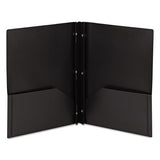 Poly Two-pocket Folder W-fasteners, 11 X 8.5, Black, 25-box
