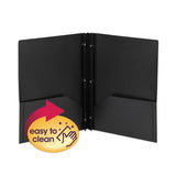 Poly Two-pocket Folder W-fasteners, 11 X 8.5, Black, 25-box