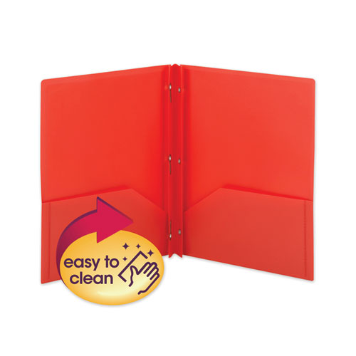 Poly Two-pocket Folder W-fasteners, 11 X 8 1-2, Red, 25-box