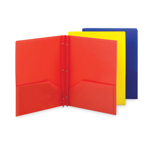 Poly Two-pocket Folder With Fasteners, 130-sheet Capacity, 11 X 8.5, Assorted, 6-pack
