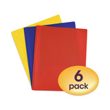 Poly Two-pocket Folder With Fasteners, 130-sheet Capacity, 11 X 8.5, Assorted, 6-pack
