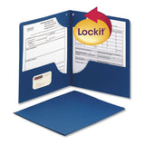 Lockit Two-pocket Folder, Textured Paper, 11 X 8 1-2, Dk Blue, 25-bx
