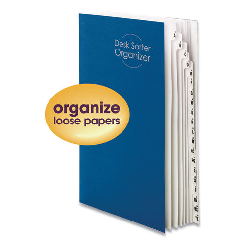 Deluxe Expandable Indexed Desk File-sorter, Reinforced Tabs, 20 Dividers, Alpha-numeric, Legal-size, Dark Blue Cover