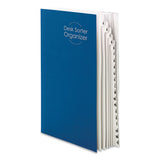 Deluxe Expandable Indexed Desk File-sorter, Reinforced Tabs, 20 Dividers, Alpha, Letter-size, Dark Blue Cover