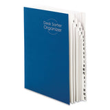 Deluxe Expandable Indexed Desk File-sorter, Reinforced Tabs, 20 Dividers, Alpha, Letter-size, Dark Blue Cover