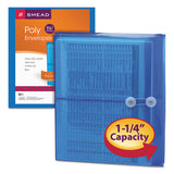 Poly String And Button Interoffice Envelopes, String And Button Closure, 9.75 X 11.63, Transparent Blue, 5-pack