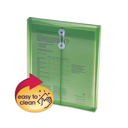 Poly String And Button Interoffice Envelopes, String And Button Closure, 9.75 X 11.63, Transparent Green, 5-pack