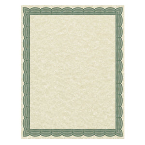 Parchment Certificates, Traditional, 8 1-2 X 11, Ivory W- Green Border, 50-pack