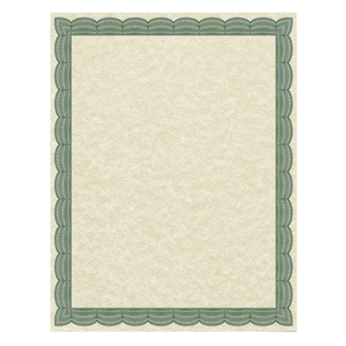 Parchment Certificates, Traditional, 8 1-2 X 11, Ivory W- Green Border, 50-pack