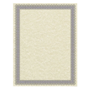 Parchment Certificates, Antique, 8 1-2 X 11, Ivory W- Blue And Silver-foil Border, 50-pack