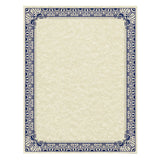 Parchment Certificates, Retro, 8 1-2 X 11, Ivory With Blue And Silver-foil Border, 50-pack