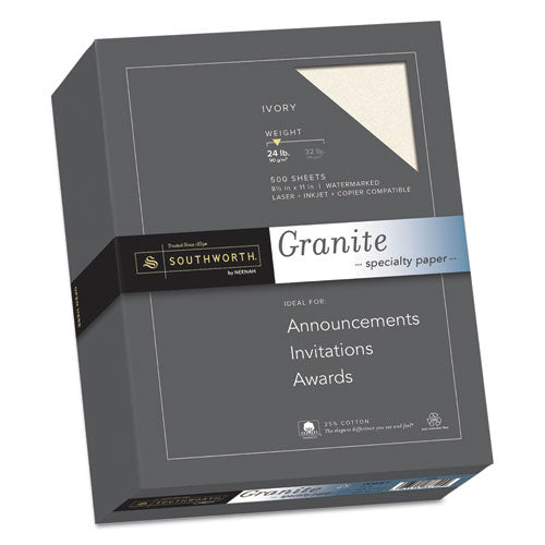 Granite Specialty Paper, 24 Lb, 8.5 X 11, Ivory, 500-ream