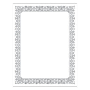 Premium Certificates, White, Fleur Silver Foil Border, 66 Lb, 8.5 X 11, 15-pack