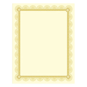 Premium Certificates, Ivory, Spiro Gold Foil Border, 66 Lb,  8.5 X 11, 15-pack