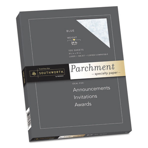 Parchment Specialty Paper, 24 Lb, 8.5 X 11, Blue, 100-pack