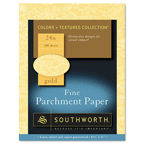 Parchment Specialty Paper, 24 Lb, 8.5 X 11, Gold, 100-pack