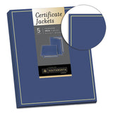 Certificate Jacket, Navy-gold Border, Felt, 88lb Stock, 12 X 9 1-2, 5-pack