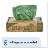Controlled Life-cycle Plastic Trash Bags, 33 Gal, 1.1 Mil, 33" X 40", Green, 40-box