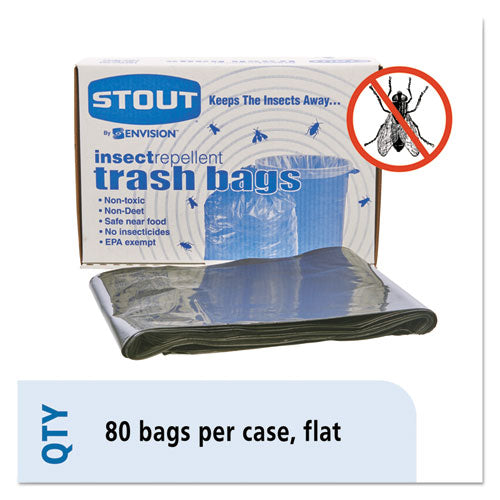 Insect-repellent Trash Bags, 35 Gal, 2 Mil, 33