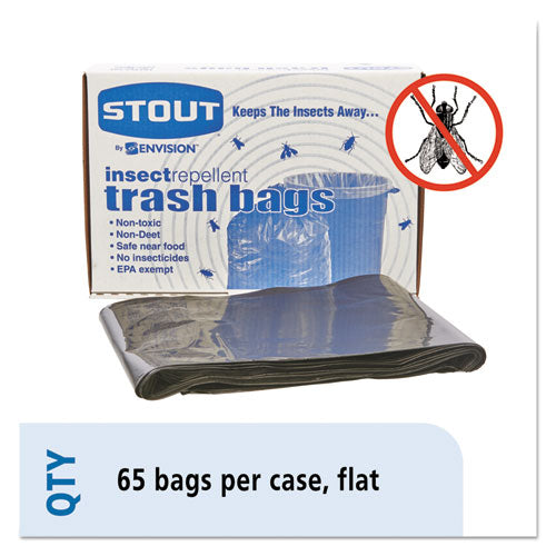 Insect-repellent Trash Bags, 55 Gal, 2 Mil, 37