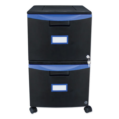 Two-drawer Mobile Filing Cabinet, 14.75w X 18.25d X 26h, Black-blue