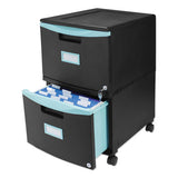 Two-drawer Mobile Filing Cabinet, 14.75w X 18.25d X 26h, Black-teal