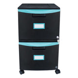 Two-drawer Mobile Filing Cabinet, 14.75w X 18.25d X 26h, Black-teal