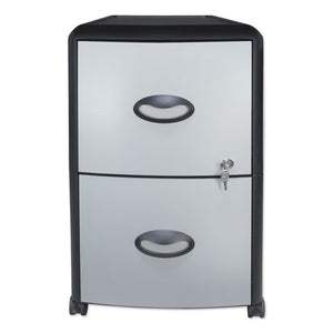 Two-drawer Mobile Filing Cabinet, Metal Siding, 19w X 15d X 23h, Silver-black
