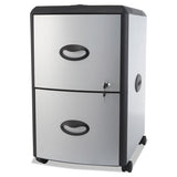 Two-drawer Mobile Filing Cabinet With Metal Siding, 19w X 15d X 23h, Silver-black
