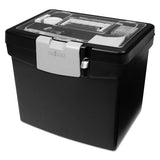 Portable File Box With Large Organizer Lid, Letter Files, 13.25" X 10.88" X 11", Black