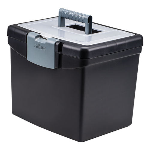 Portable File Box With Large Organizer Lid, Letter Files, 13.25