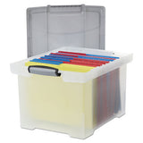 Portable File Tote With Locking Handles, Letter-legal Files, 18.5" X 14.25" X 10.88", Clear-silver