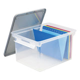 Portable File Tote With Locking Handles, Letter-legal Files, 18.5" X 14.25" X 10.88", Clear-silver