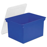 Plastic File Tote, Letter-legal Files, 18.5" X 14.25" X 10.88", Blue-clear