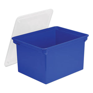 Plastic File Tote, Letter-legal Files, 18.5" X 14.25" X 10.88", Blue-clear